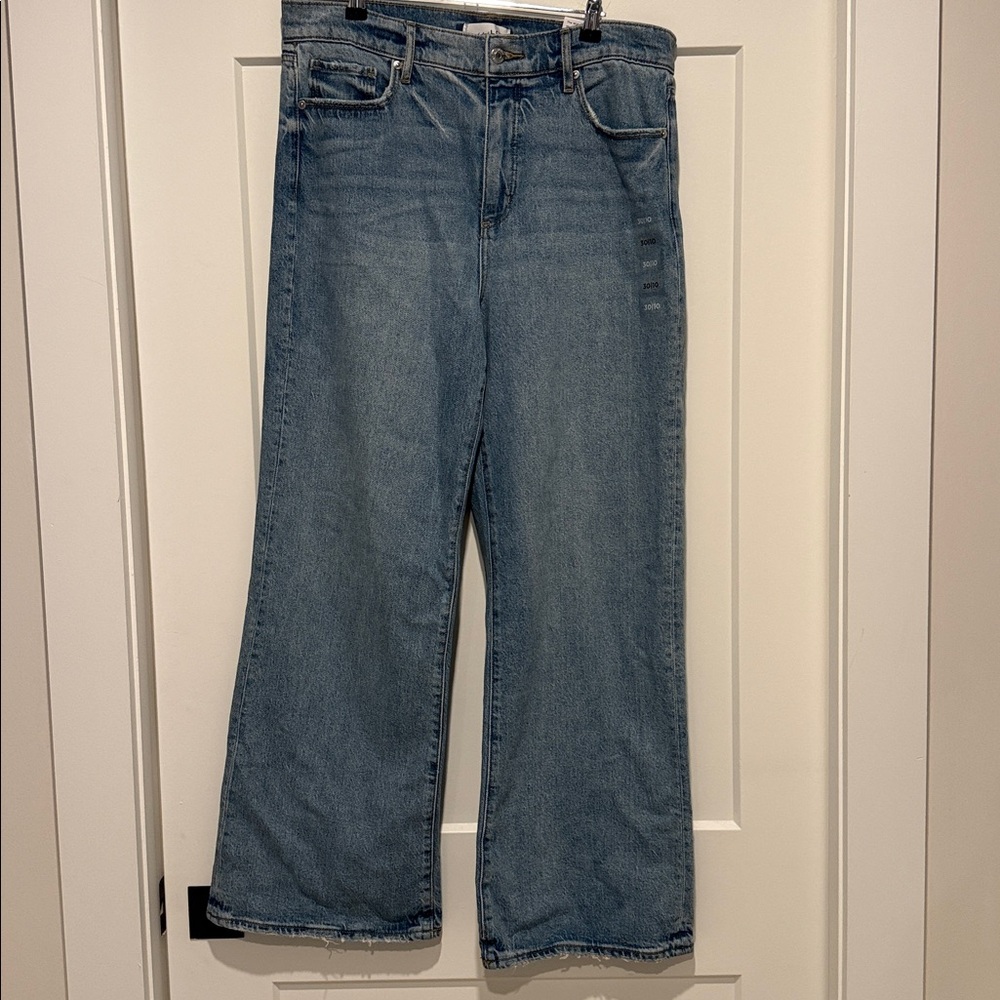 Classic Blue Wide-Leg Jeans the loft high rise regular fit/inseam size 30